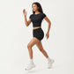 Short Sleeve Cropped Active Top with Crew Neck and Smooth Stretch Fit