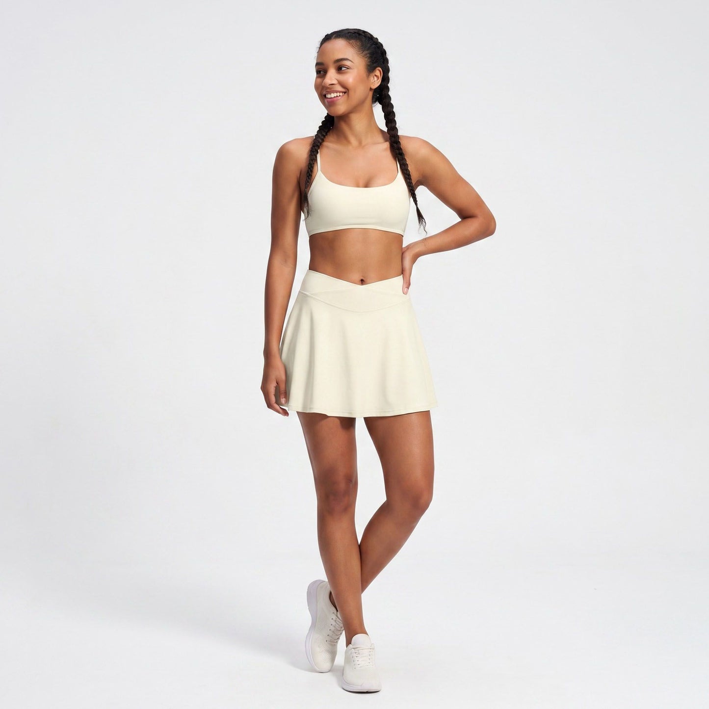 Padded Strappy Back Sports Bra Tank Top Scoop Neck Workout Yoga Crop Top