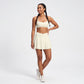 Padded Strappy Back Sports Bra Tank Top Scoop Neck Workout Yoga Crop Top