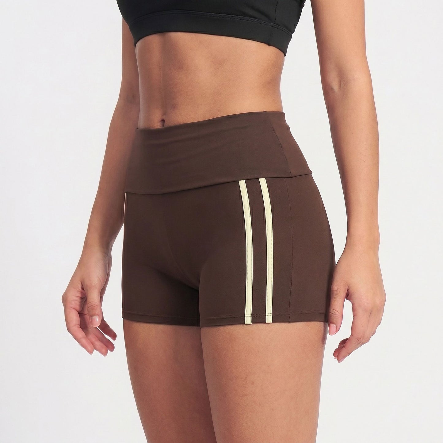 High Waisted Side Stripe Yoga Shorts Butt Lifting Workout Shorts