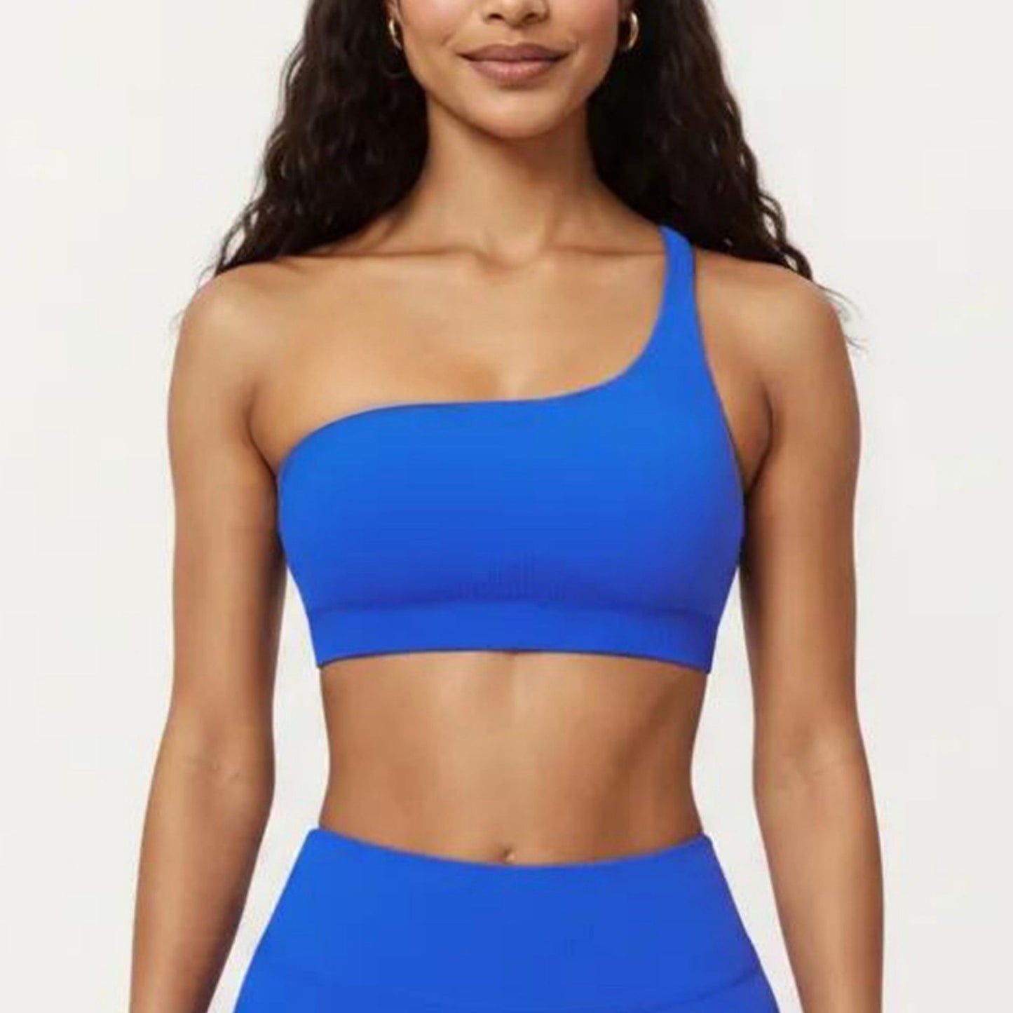 One Shoulder Sports Bra with Asymmetric Strap and Smooth Stretch Fit
