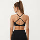 Strappy Sports Bra with Adjustable Cross Back and Scoop Neck Front