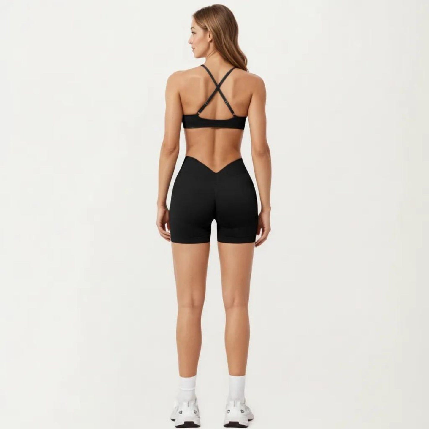 Strappy Sports Bra with Crisscross Back and Smooth Stretch Fit