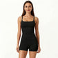 Spaghetti Strap Active Cami Top with Square Neck and Smooth Stretch Fit