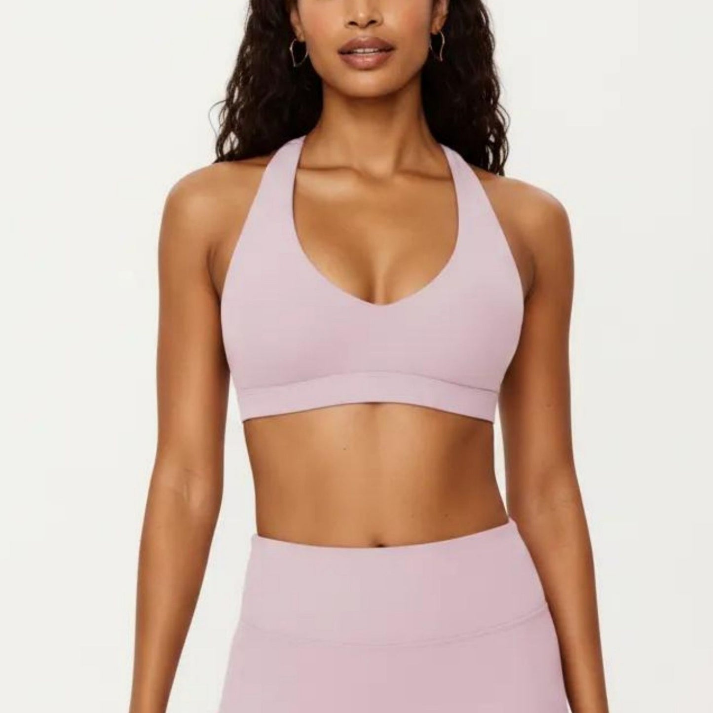 Racerback Sports Bra with Scoop Neck and Open Back Cutout Design