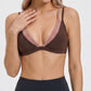 Padded Double Strap V Neck Sports Bra Tank Top Contrast Trim Workout Yoga Crop Top