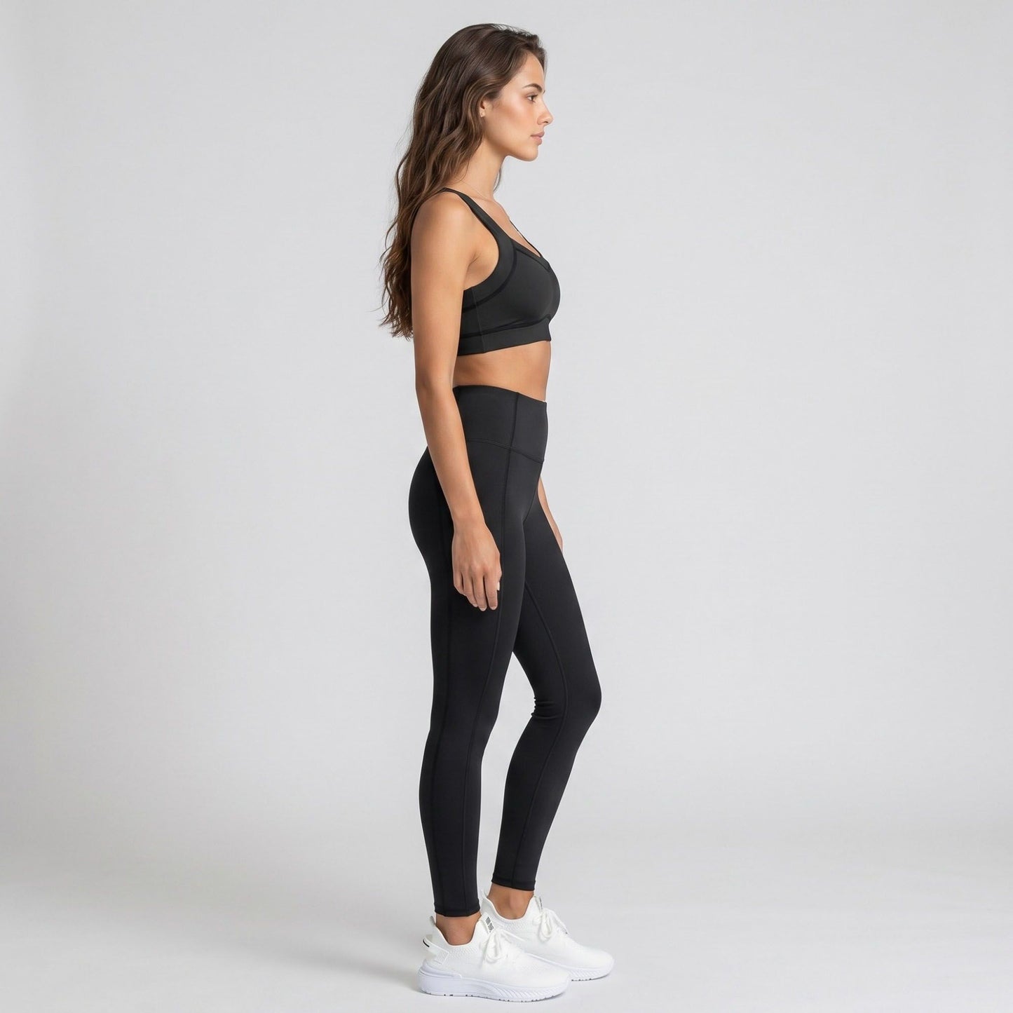 Wide Strap Sports Bra Scoop Neck High Impact Supportive Workout Yoga Gym Crop Top