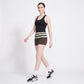 Striped Foldover Waist Fitted Athletic Shorts for Workouts Running and Everyday Activewear