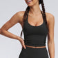 Padded Halter Longline Sports Bra Tank Top Tie Back Workout Yoga Crop Top