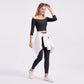 Off Shoulder 3/4 Sleeve Crop Workout Top