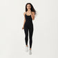 Scoop Neck Full-Length Activewear Bodysuit with Spaghetti Straps