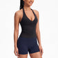 Padded Halter Wrap Front Longline Sports Bra Tank Top Workout Yoga Crop Top