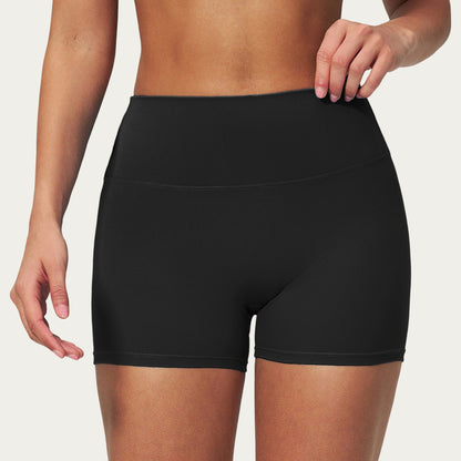 High Waist Mini Biker Shorts with Smooth Stretch Fabric and Seam Detail