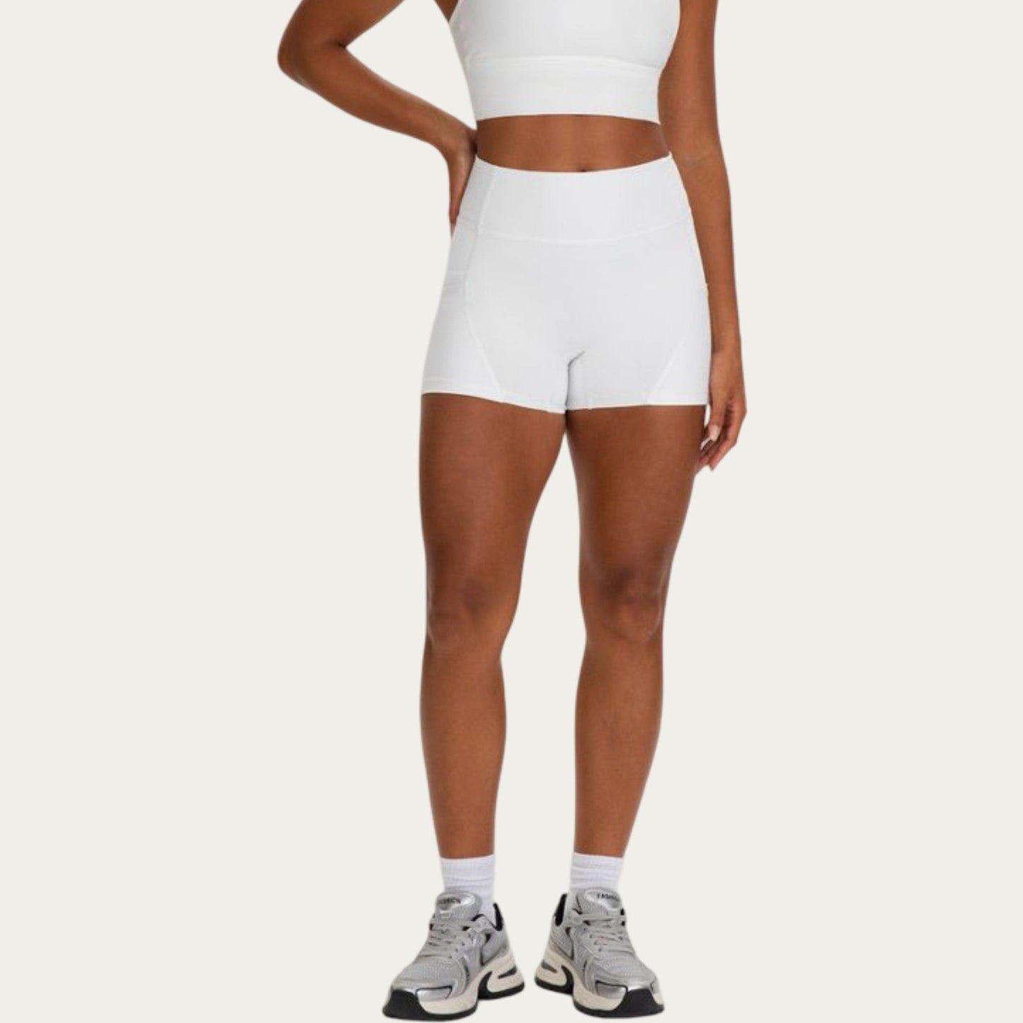 High Waist Biker Shorts with Side Pockets and Smooth Stretch Fit