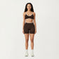 Contrast Trim Scoop Neck Sports Bra with Adjustable Spaghetti Straps