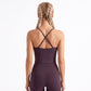 V Neck Cropped Active Tank Top with Adjustable Crisscross Back Straps for Gym Workouts