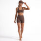 Seamless Halter Sports Bra with Ribbed Underband Open Back Workout Top for Athleisure