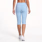 Foldover Waist Capri Leggings with Contrast Side Stripes