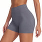 High Waist Seamless Workout Shorts Ribbed Waistband Yoga Biker Shorts