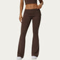Foldover Waist Flare Leggings with Smooth Stretch Knit Fabric