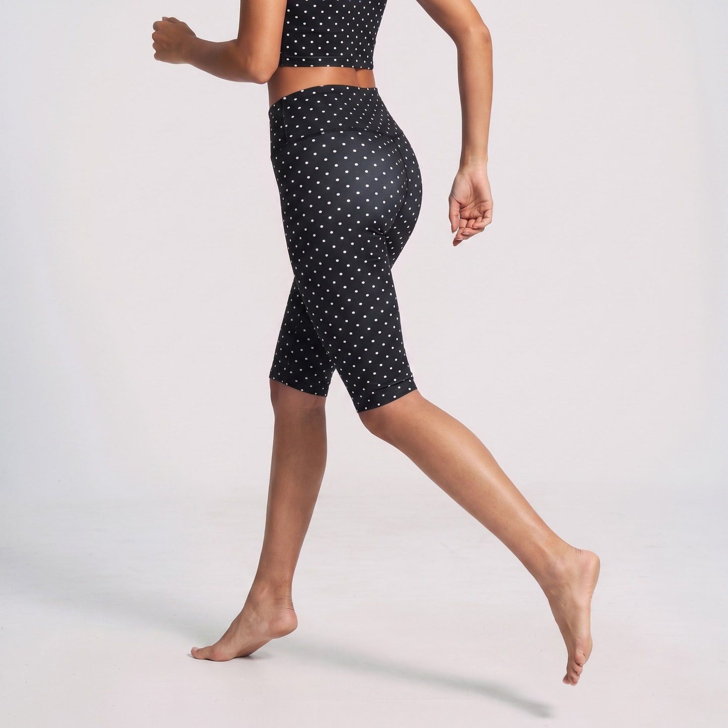 Polka Dot Foldover Waist Capri Leggings Fitted Cropped Yoga Pants for Dance Gym Workouts