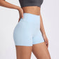 High Waist Workout Biker Shorts Wide Waistband Yoga Training Active Shorts