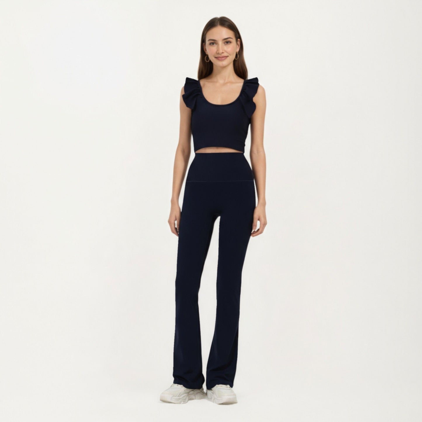 High Waist Flare Sweatpants with Slim Fit Stretch Fabric