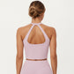 High Neck Longline Sports Bra with Open Back and Cropped Active Fit