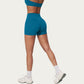 High Waist Mini Biker Shorts with Smooth Stretch Fabric and Seam Detail