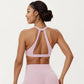Racerback Sports Bra with Scoop Neck and Open Back Cutout Design