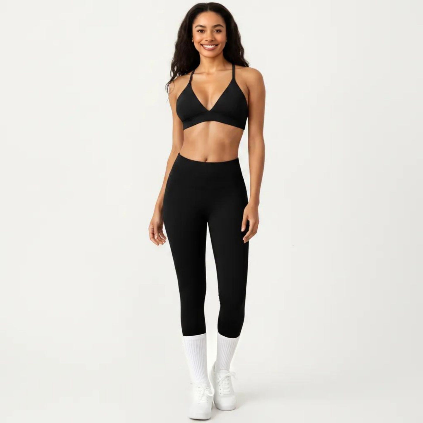 Triangle Sports Bra with Adjustable Cross Back Straps and Smooth Band