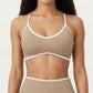 Contrast Trim Scoop Neck Sports Bra with Adjustable Spaghetti Straps