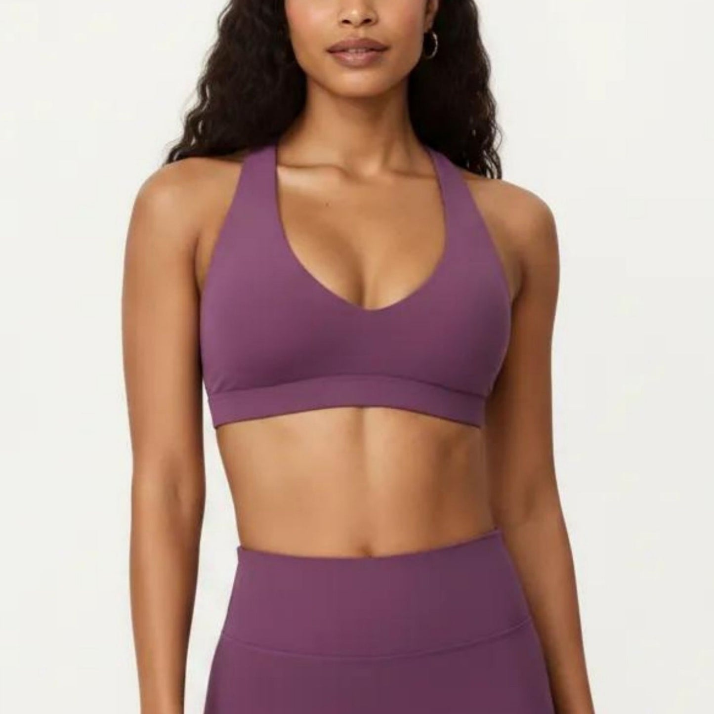 Racerback Sports Bra with Scoop Neck and Open Back Cutout Design