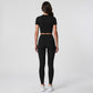 Short Sleeve Twist Front Crop Workout Top Crew Neck Yoga Activewear T Shirt