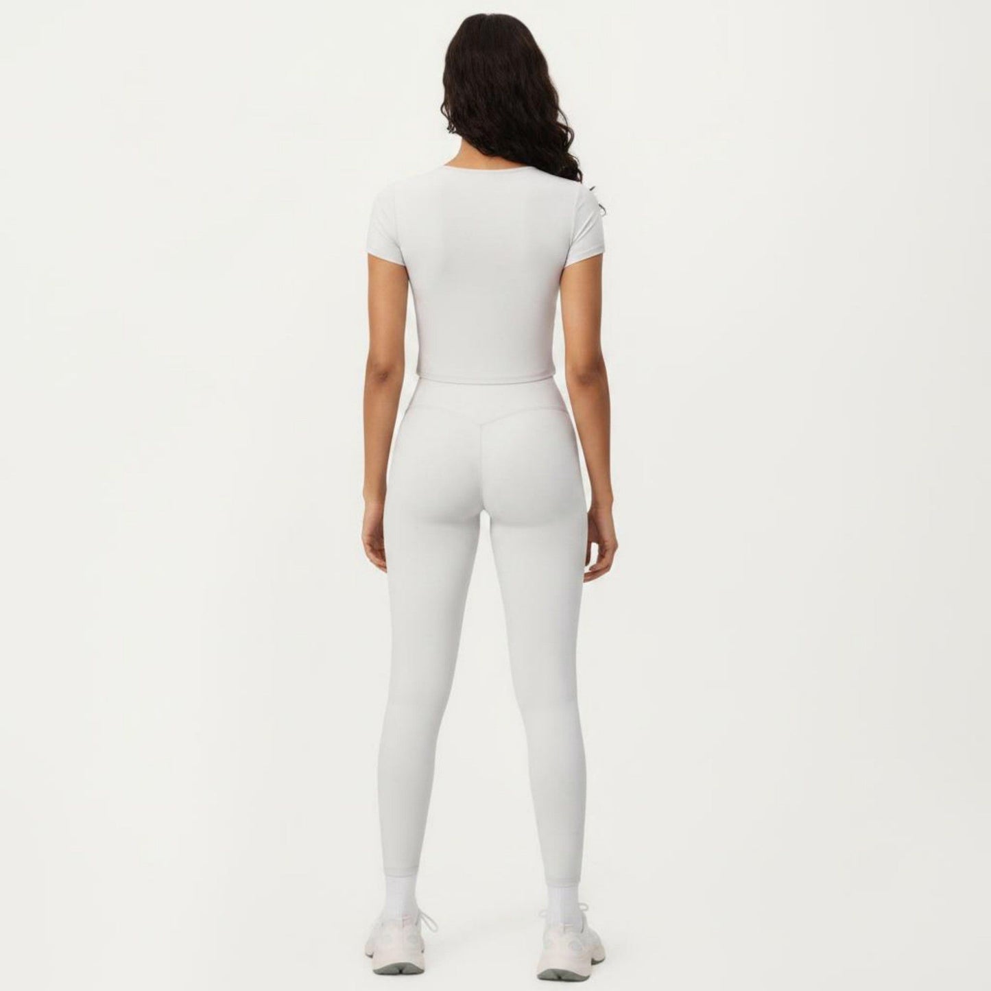 Short Sleeve Cropped Active Top with Crew Neck and Smooth Stretch Fit