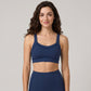 Wide Strap Sports Bra Scoop Neck High Impact Supportive Workout Yoga Gym Crop Top
