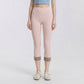 High Waist Capri Leggings with Folded Cuff Hem Wide Waistband Smooth Stretch Yoga Pants