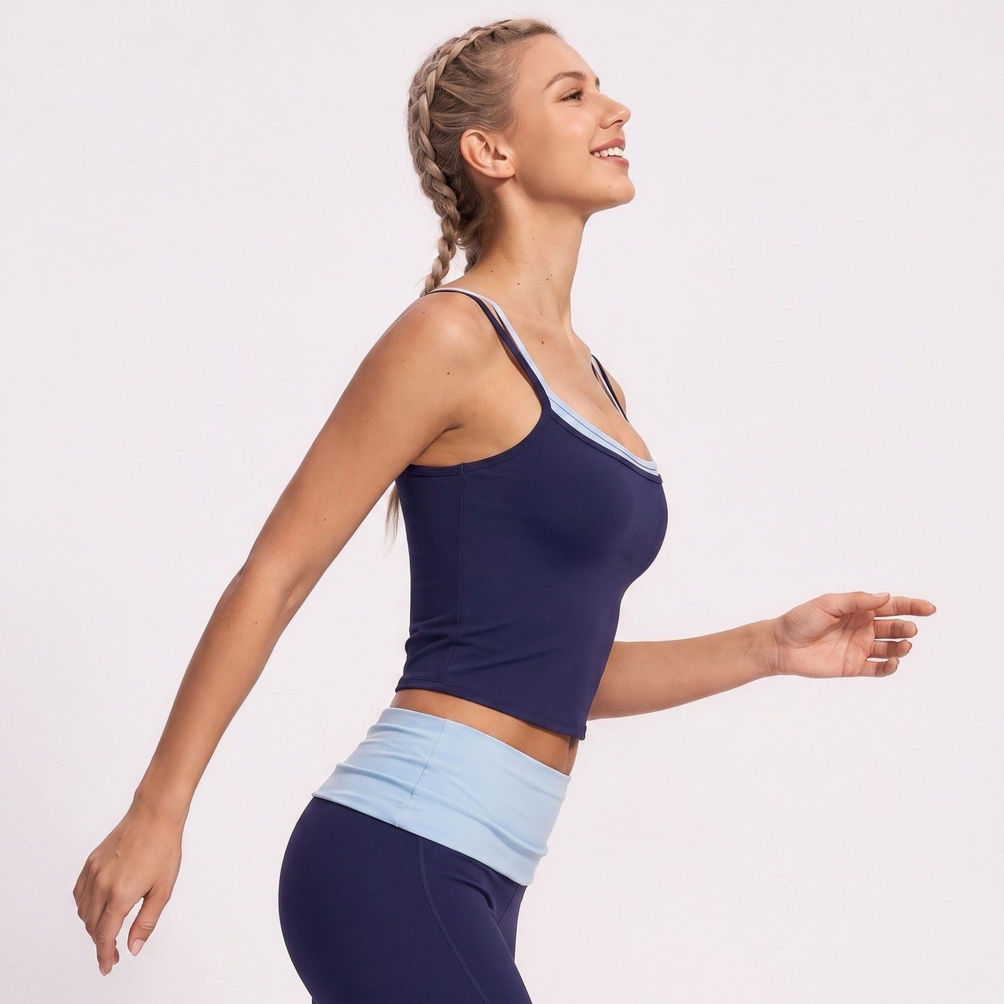 Double Strap Workout Tank Square Neck Fitted Crop Top