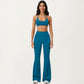 High Waist Flare Yoga Pants with Wide Leg Stretch Fit and Seam Detail