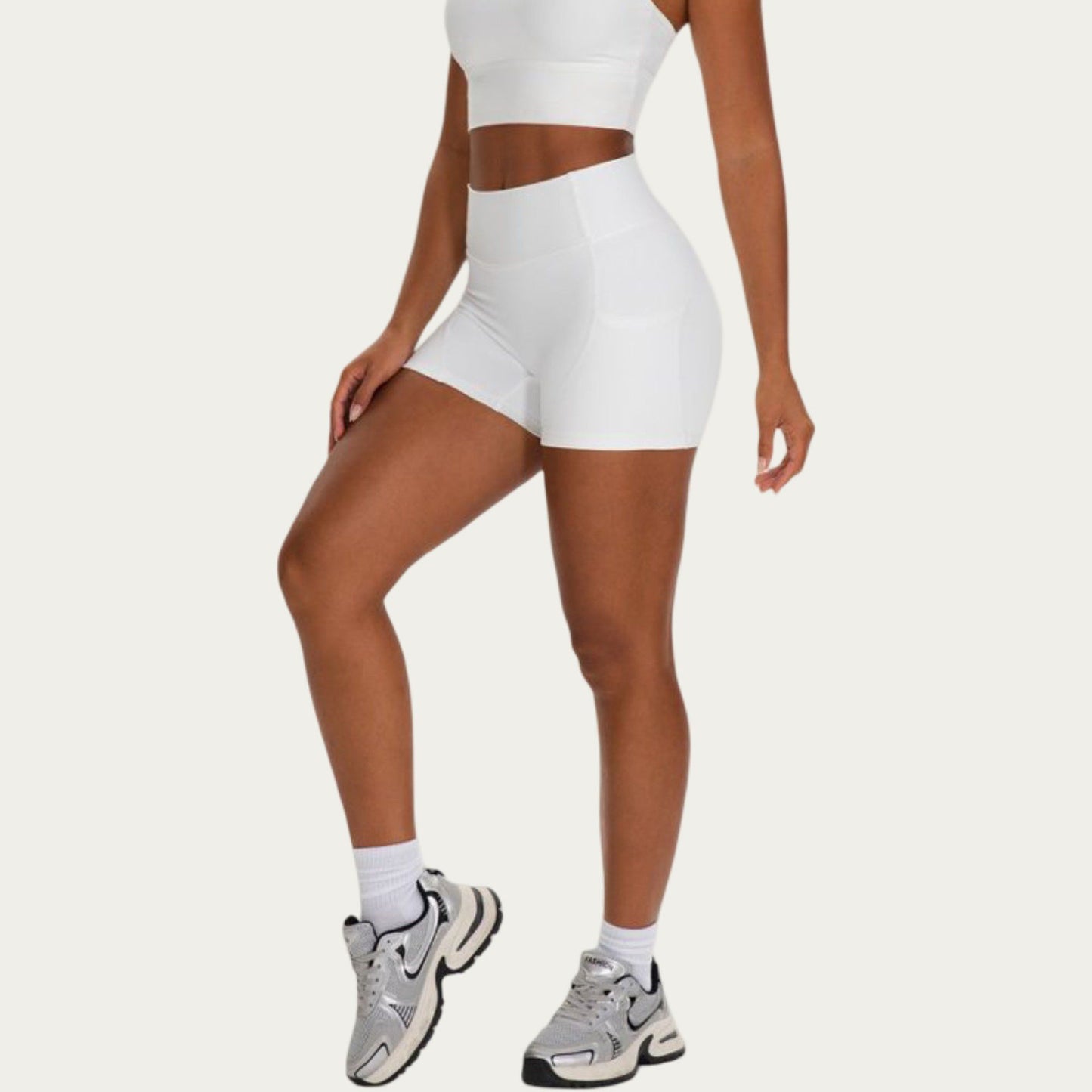 High Waist Biker Shorts with Side Pockets and Smooth Stretch Fit