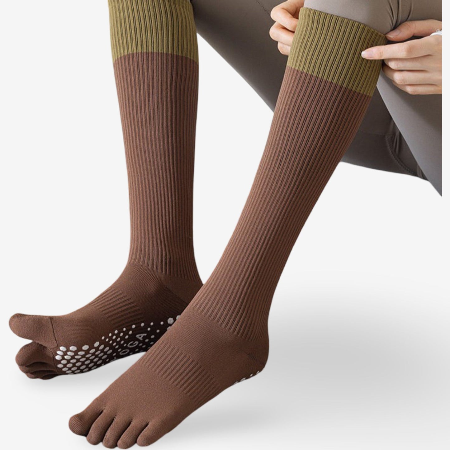 Compression Athletic Socks - Calf Length Toe Socks for Fitness & Yoga 3 Pack