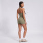 Padded Halter Longline Sports Bra Tank Top Tie Back Workout Yoga Crop Top