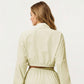 Cropped Zip Front Jacket with Elastic Hem and Long Sleeves