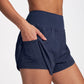 High Waist Running Shorts with Wide Waistband and Side Slits