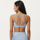 Crisscross Back Sports Bra with Square Neck and Smooth Stretch Fit