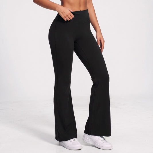 High Waist Flare Yoga Pants with Contour Seams Full Length Fitted Workout Leggings for Gym