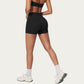 High Waist Mini Biker Shorts with Smooth Stretch Fabric and Seam Detail