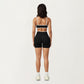 Contrast Trim Scoop Neck Sports Bra with Adjustable Spaghetti Straps