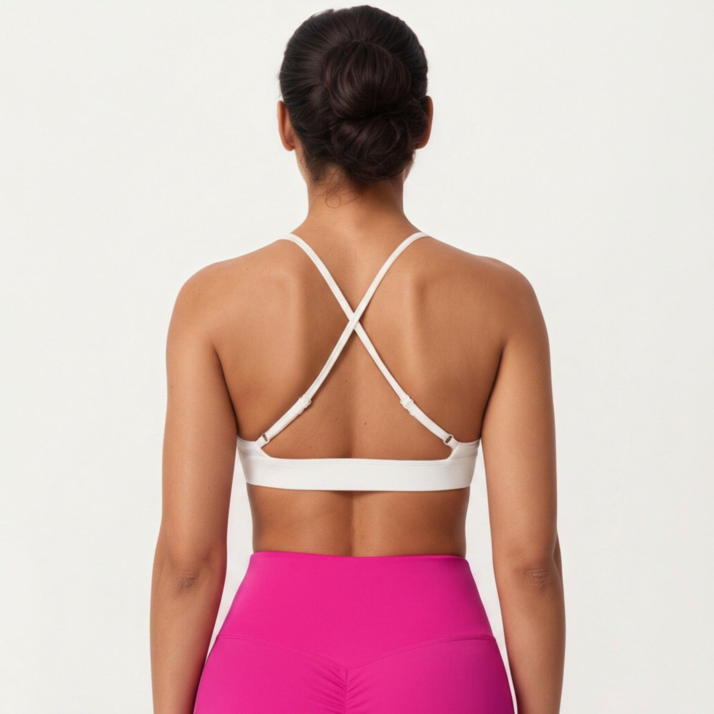 Triangle Sports Bra with Adjustable Cross Back Straps and Smooth Band