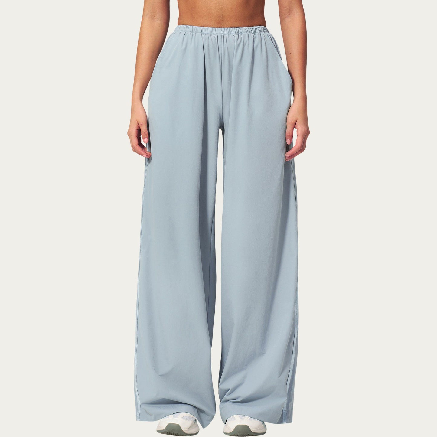 Wide Leg Lounge Pants with Elastic Waistband and Relaxed Draped Fit